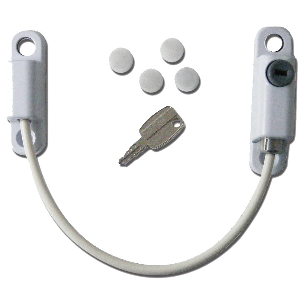 ASEC 150mm Locking Cable Window Restrictor - White Window Restrictors