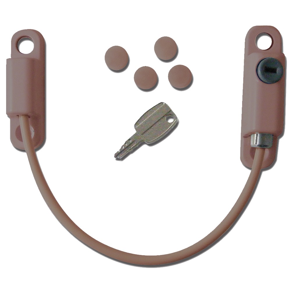 ASEC 150mm Locking Cable Window Restrictor - Brown Window Restrictors